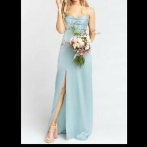 NWT‎ Show Me Your Mumu Forever Cowl Maxi Dress Seafoam Blue Green Size Small